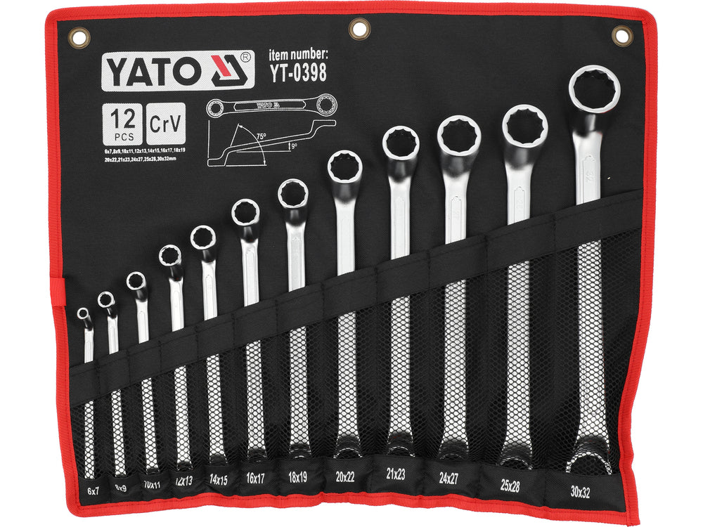 Set chei inelare cotite Yato YT-0398 - organizare 12 piese