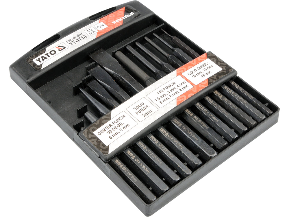 Set dalti si dornuri YATO YT-4714, CrV, 12 piese - imagine produs 4