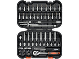 Trusa chei tubulare cu biti 1/4 inch 56 piese Sthor 58643