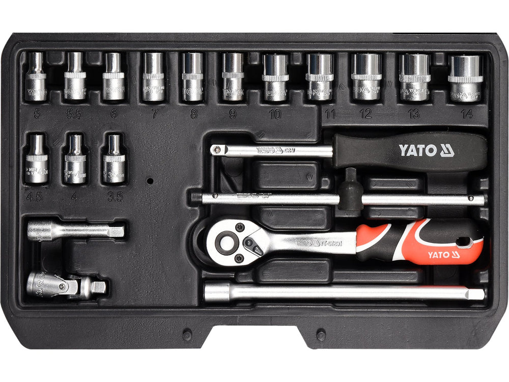 Trusa Tubulare 1/4" 20 Piese Yato YT-14491