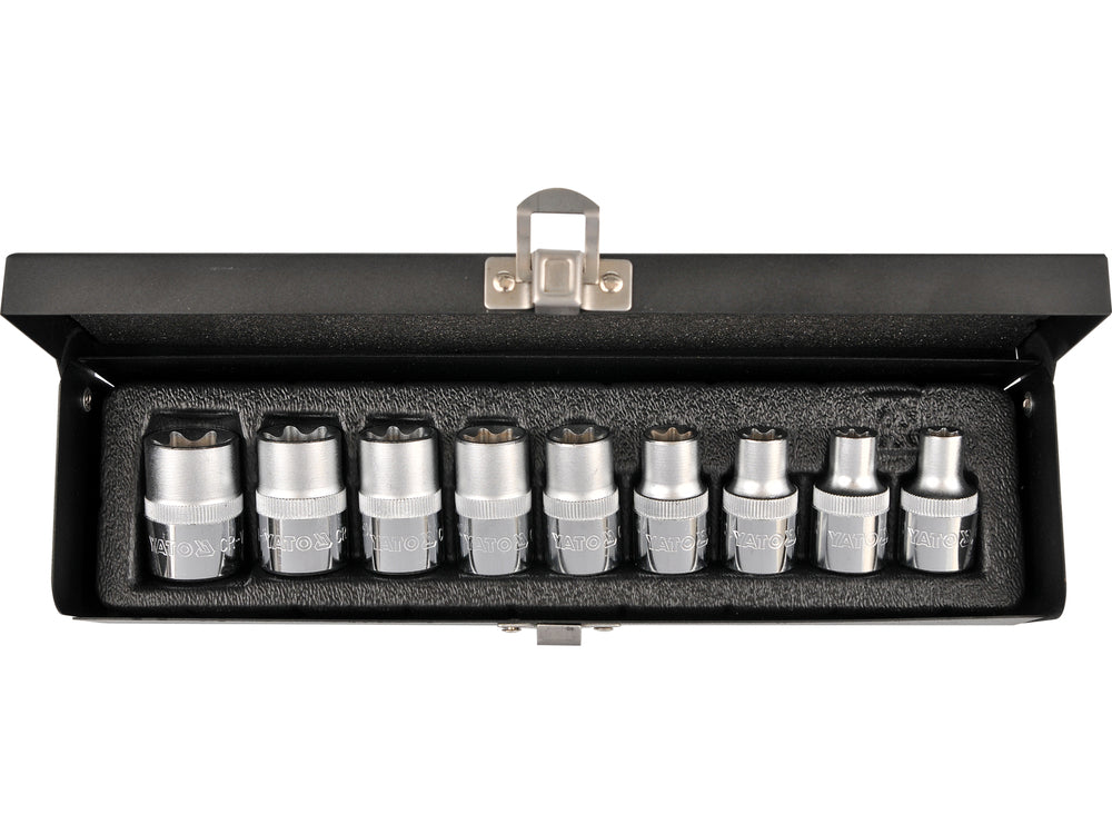 Trusa tubulare Torx CrV 9 piese E10-E24 1/2 inch Yato YT-0521