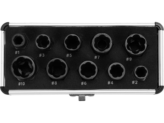 Set extractoare suruburi YATO YT-06031, 3/8 inch, 10 piese