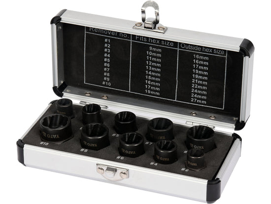 Set extractoare suruburi YATO YT-06031, 3/8 inch, 10 piese