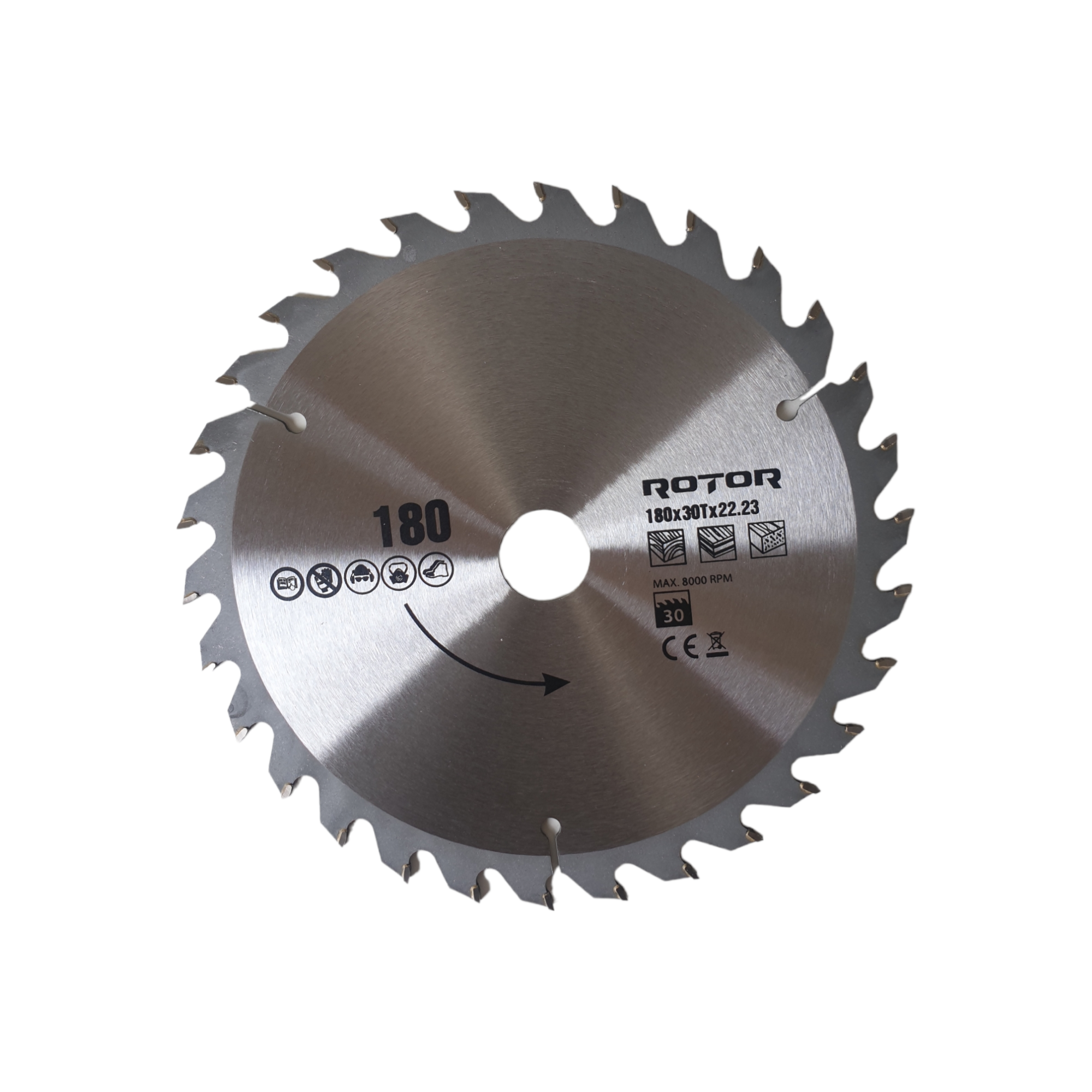 Disc taiere lemn ROTOR, 180 mm, 30 dinti, prindere 22.23 mm