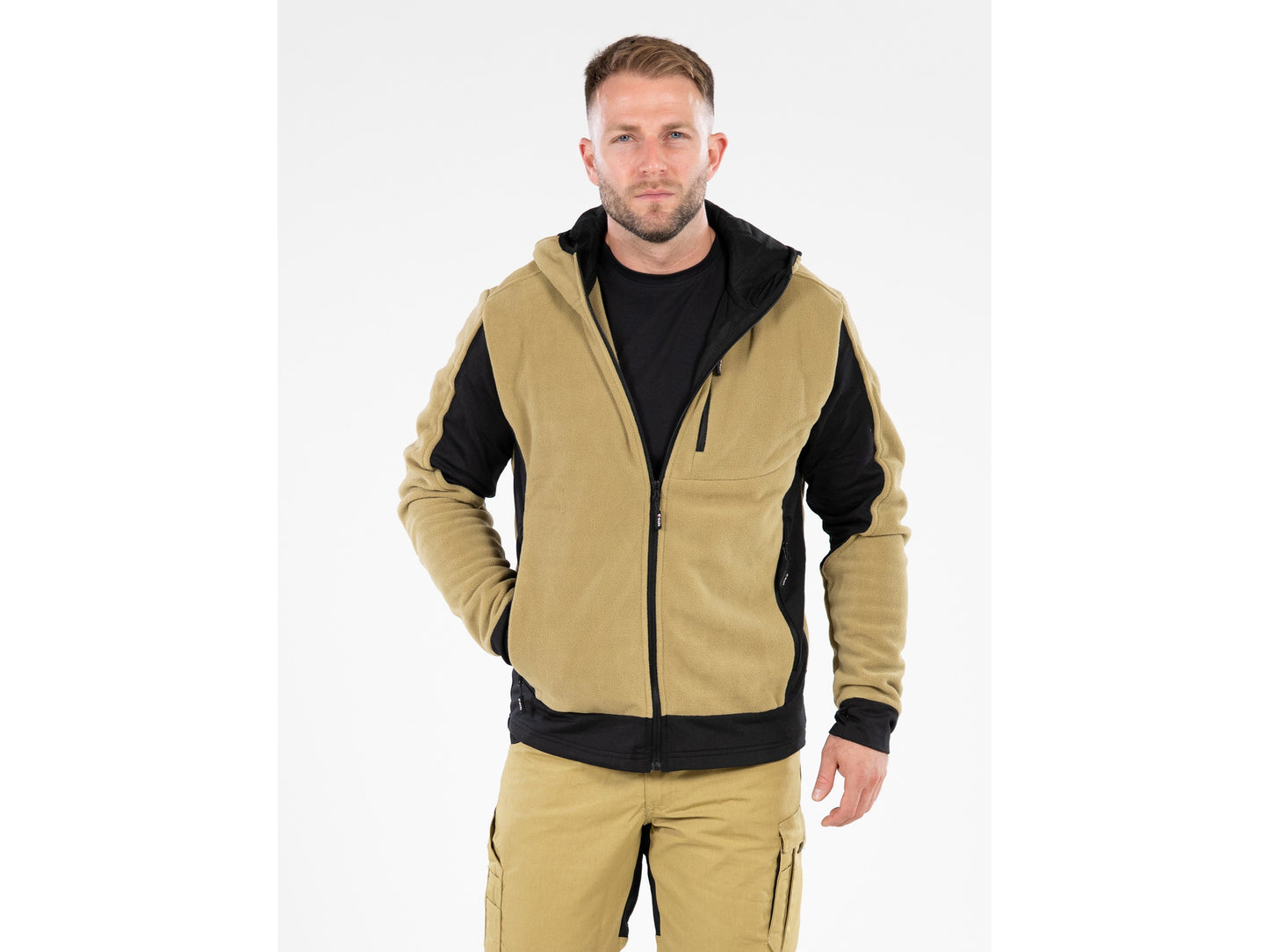 JACHETA FLEECE CU GLUGA SARNA KAKI L