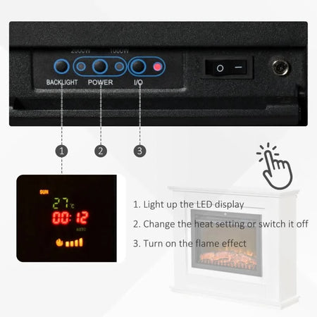 Semineu electric, efect de flacara reala, 2 trepte de incalzire, termostat electronic, 7 culori, Clasa Premium - ZEP.RO - Ți-e la îndemână!