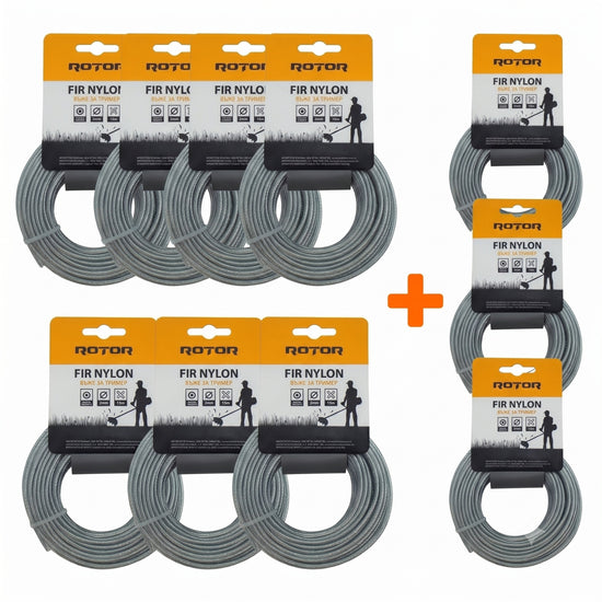 Set 10 Fire Nylon cu Insertie Otel ROTOR, 2mm x 15m, rotund, pentru motocoasa - imagine produs