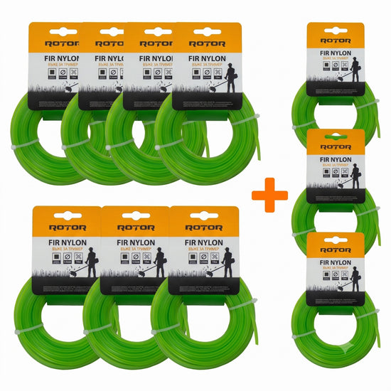 Set 10 Fire Nylon Patrat ROTOR, 3.5mm x 15m, verde, pentru motocoasa si trimmer - imagine produs