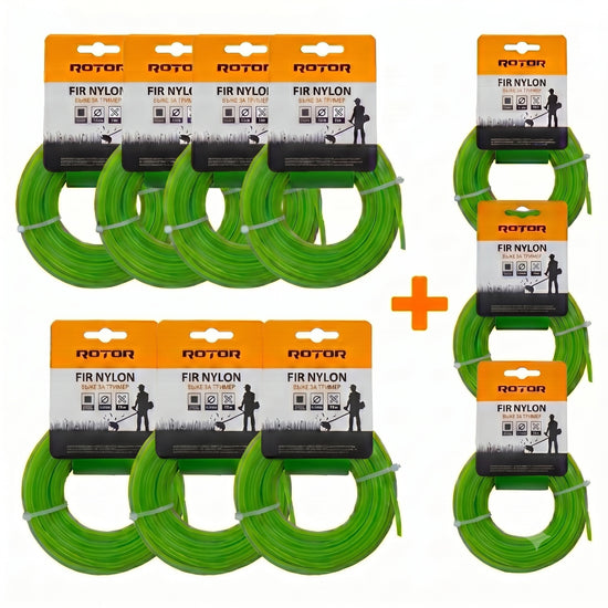 Set 10 Fire Nylon Patrat ROTOR, 4mm x 15m, verde, pentru motocoasa si trimmer - imagine produs