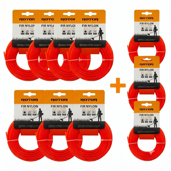 Set 10 Fire Nylon Rotund ROTOR, 1.3mm x 15m, rosu, pentru motocoasa si trimmer - imagine produs