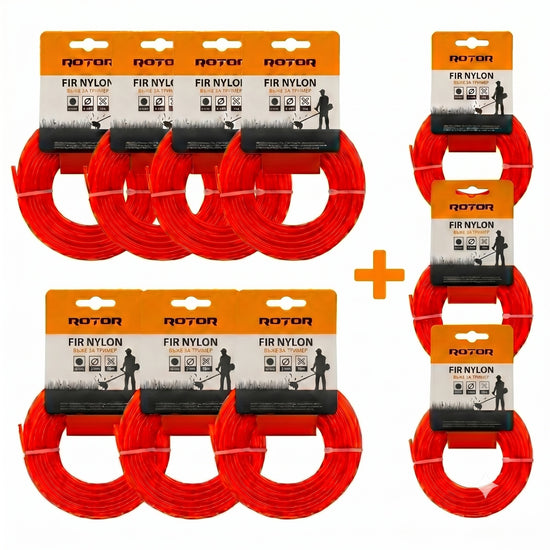 Set 10 Fire Nylon Rotund ROTOR, 1.6mm x 15m, rosu, pentru motocoasa si trimmer - imagine produs