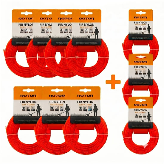 Set 10 Fire Nylon Rotund ROTOR, 2.4mm x 15m, rosu, pentru motocoasa si trimmer - imagine produs