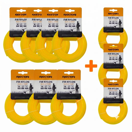Set 10 Fire Nylon Stea ROTOR, 2.7mm x 15m, galben, pentru motocoasa si trimmer - imagine produs