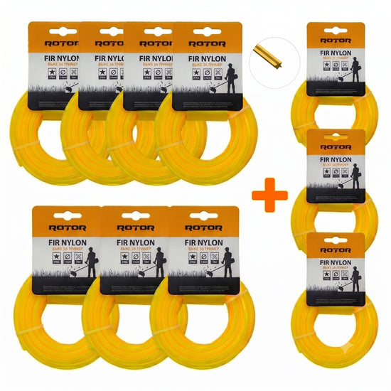 Set 10 Fire Nylon Stea ROTOR, 3.5mm x 15m, galben, pentru motocoasa si trimmer - imagine produs