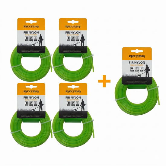 Set 5 Fire Nylon Patrat ROTOR, 2.4mm x 15m, verde, pentru motocoasa si trimmer - imagine produs