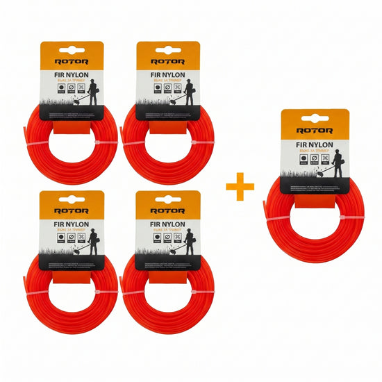 Set 5 Fire Nylon Rotund ROTOR, 2.4mm x 15m, rosu, pentru motocoasa si trimmer - imagine produs