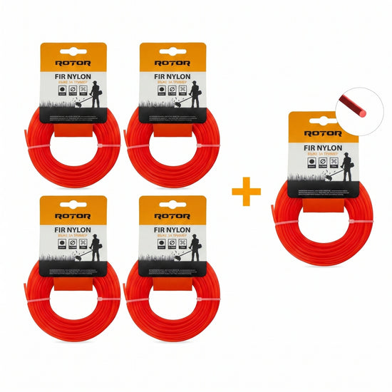 Set 5 Fire Nylon Rotund ROTOR, 2.7mm x 15m, rosu, pentru motocoasa si trimmer - imagine produs
