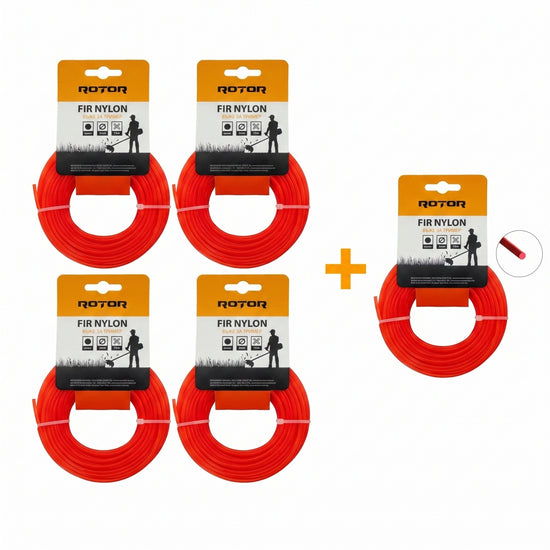 Set 5 Fire Nylon Rotund ROTOR, 2mm x 15m, rosu, pentru motocoasa si trimmer - imagine produs