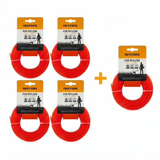 Set 5 Fire Nylon Rotund ROTOR, 3.5mm x 15m, rosu, pentru motocoasa si trimmer - imagine produs