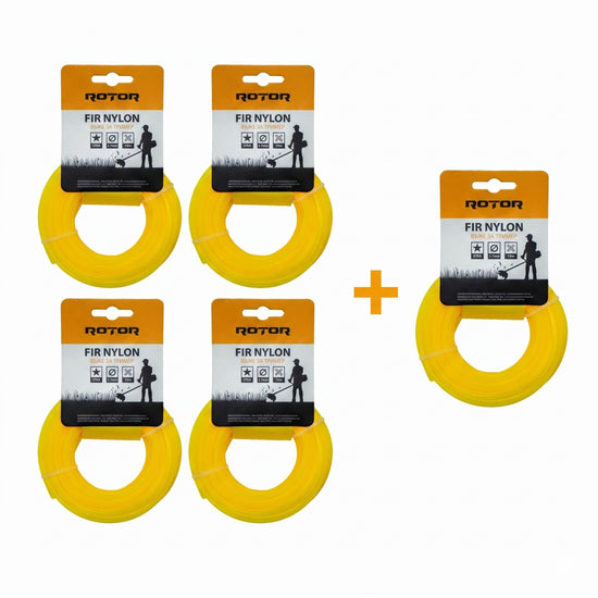 Set 5 Fire Nylon Stea ROTOR, 2.7mm x 15m, galben, pentru motocoasa si trimmer - imagine produs