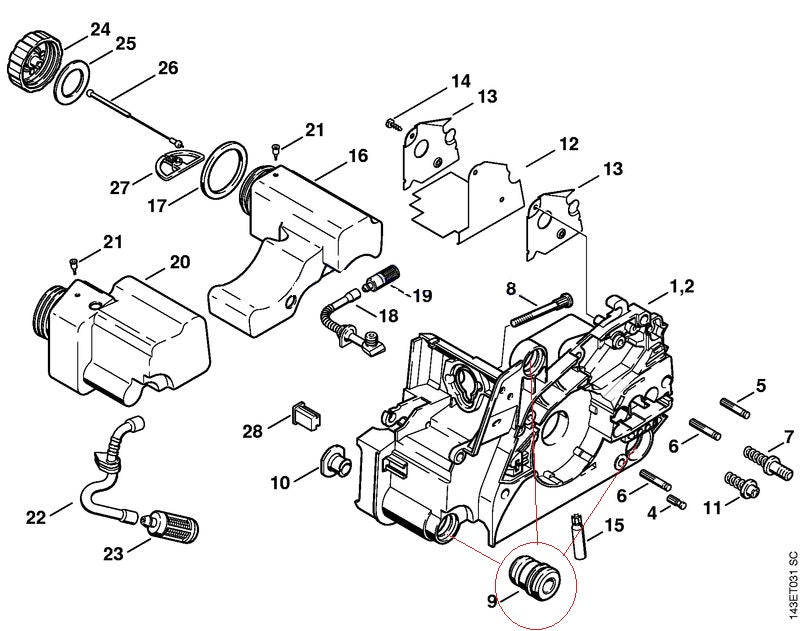 Set amortizoare drujba compatibile Stihl MS 170, MS 180, 017, 018 (3 Buc)