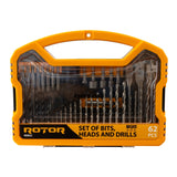 Set Biti Tubulare Burghie ROTOR RBB62, 62 piese, set complet pentru atelier