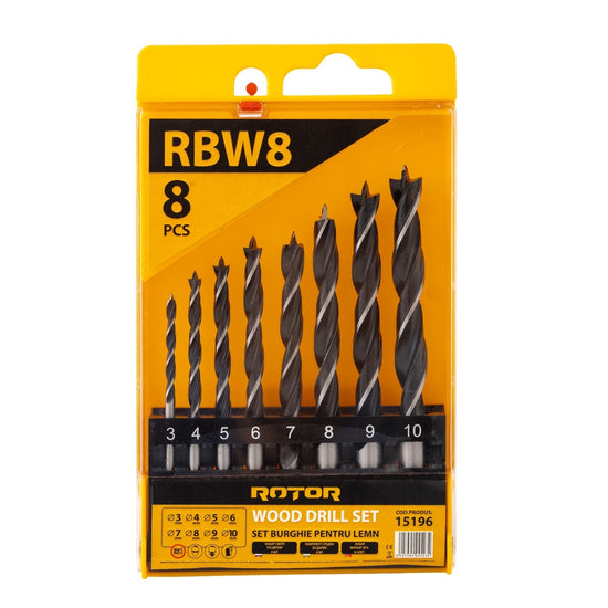 Set Burghie Lemn ROTOR RBW8, 8 piese, pentru gaurit lemn precis