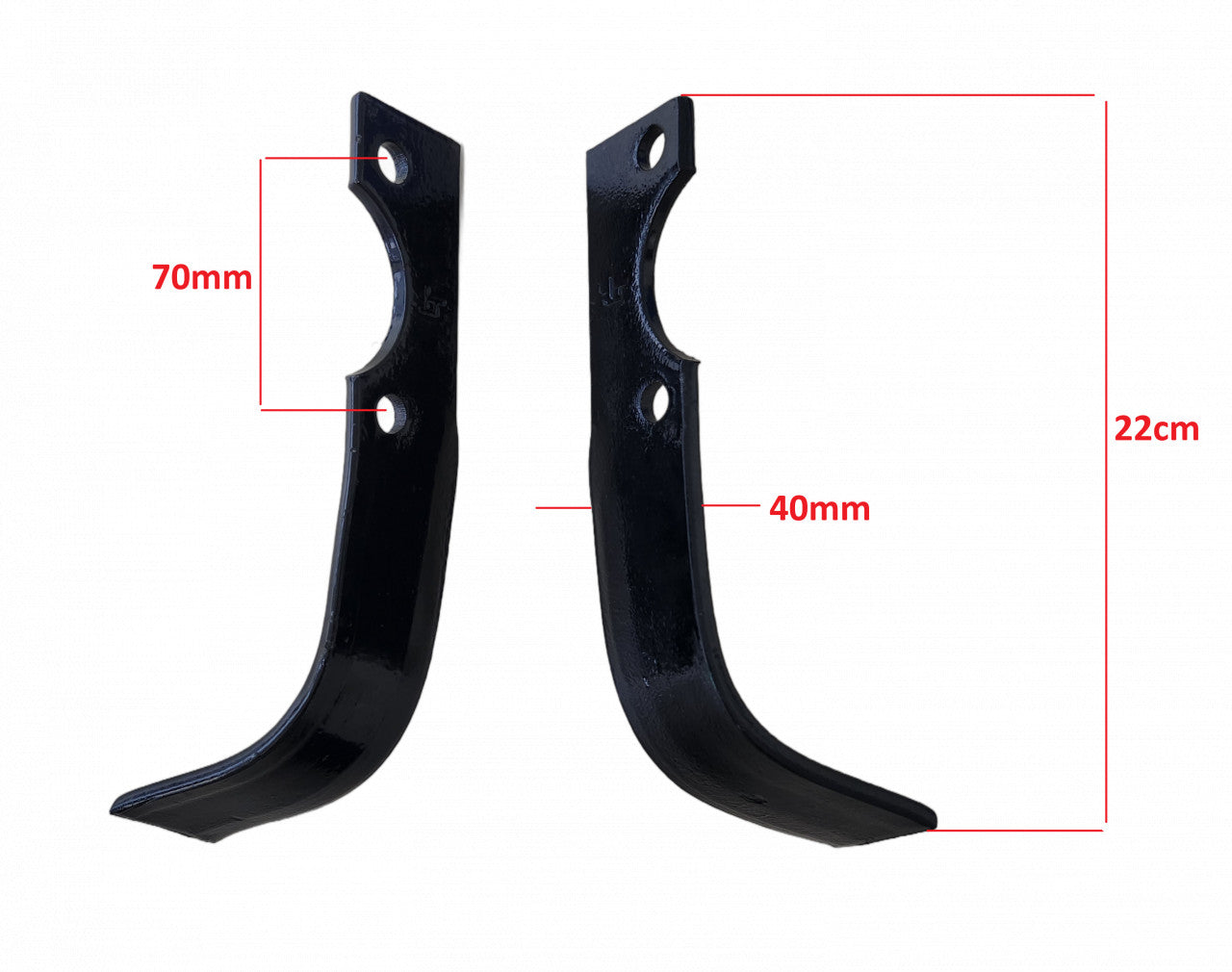Cutite motosapa 220 x 40 mm, stanga si dreapta - dimensiuni