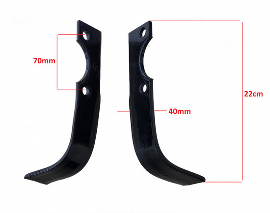 Cutite motosapa 220 x 40 mm, stanga si dreapta - dimensiuni