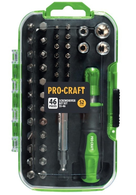 Set Biti PROCRAFT SS-46, 46 piese, adaptor 1/4"
