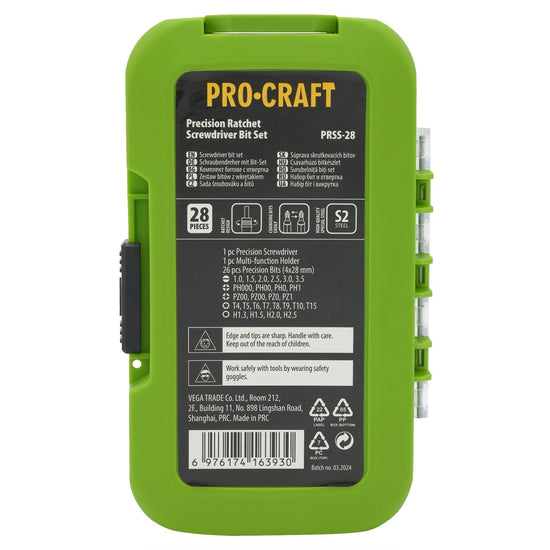 Set Trusa Biti PROCRAFT PRSS-28, 28 piese, biti 4x28 mm
