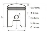 Set Piston 4T GX35 39 mm, Elefant