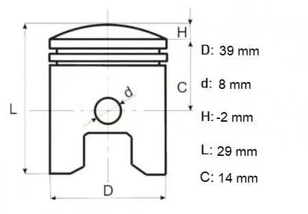 Set Piston 4T GX35 39 mm, Elefant