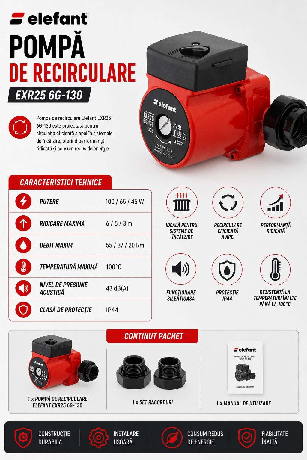 Set pompa submersibila vibratii apa curata 280W, si pompa recirculare 100W Elefant - detaliu 4