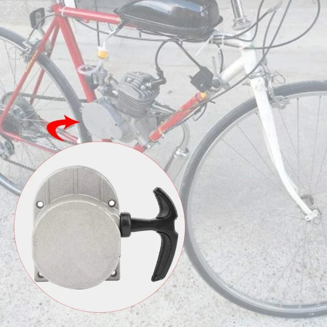 Sistem de pornire la sfoara bicicleta cu motocicletar 2 timpi (model 2)