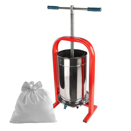 Teasc struguri inox DIONIS 25L, presare manuala, incarcare 18 kg, sac tescovina inclus