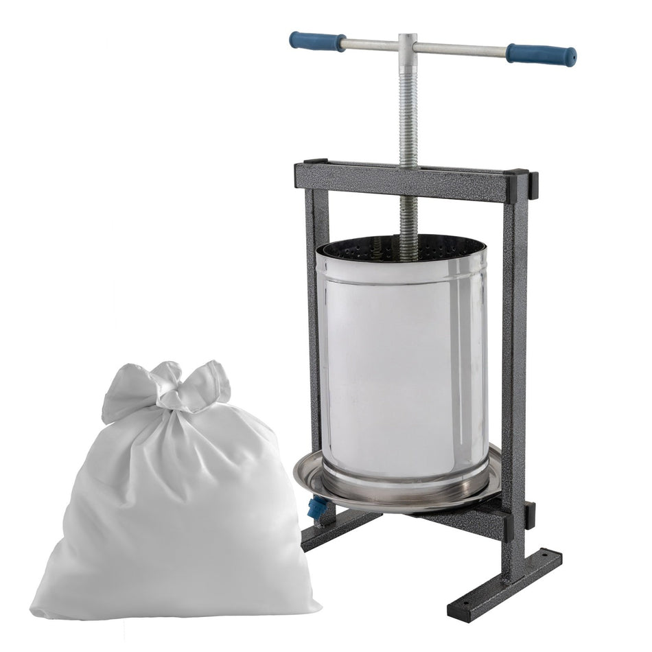 Teasc struguri inox VILEN 20L, cu ax filetat si tava colectare, presare manuala, uz gospodaresc