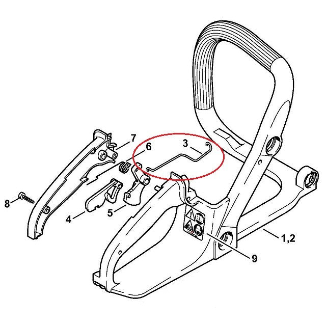 Tija acceleratie drujba compatibila Stihl MS 170, MS 180, 017, 018
