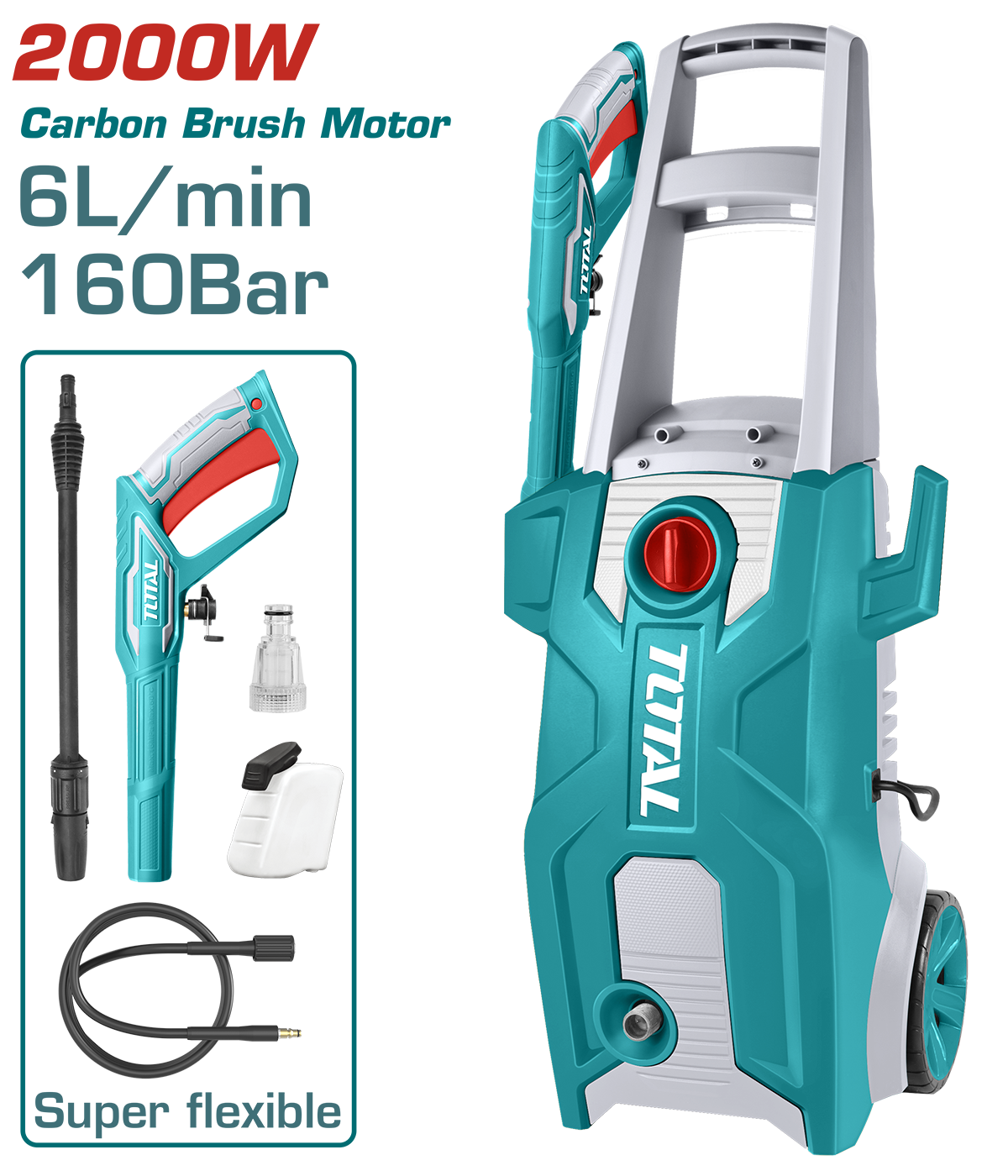 Aparat de spalat cu presiune TOTAL Industrial 160 bar, 2000W, 6 l/min