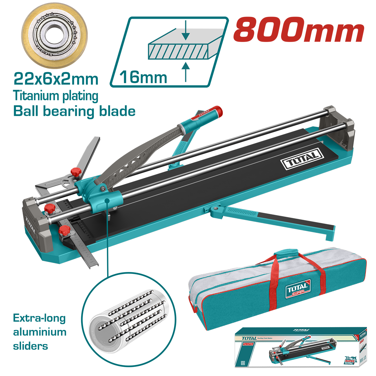 Aparat debitare gresie si faianta TOTAL 800 mm, lama carbura tungsten, baza otel