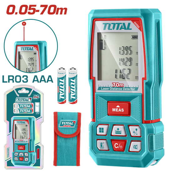 Aparat laser masurare distanta TOTAL 70 m, precizie ±2 mm, multifunctional