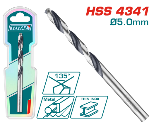 Burghiu Metal HSS Total | 5mm | Unghi 135° | Otel HSS 4341