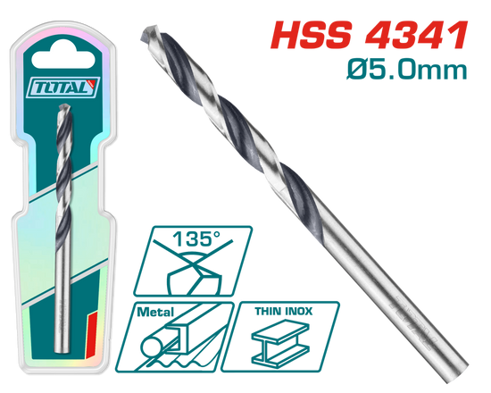 Burghiu Metal HSS Total | 5mm | Unghi 135° | Otel HSS 4341