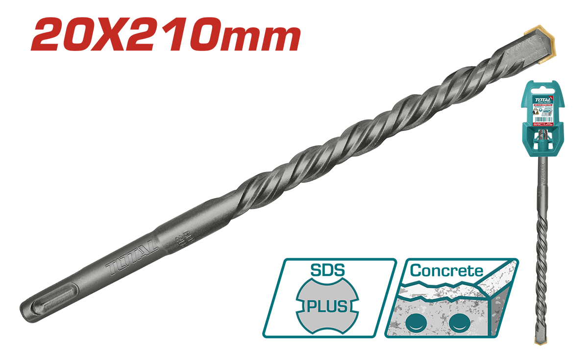 Burghiu SDS Plus Total | 20x210mm | Beton si Zidarie | Varf Carbura