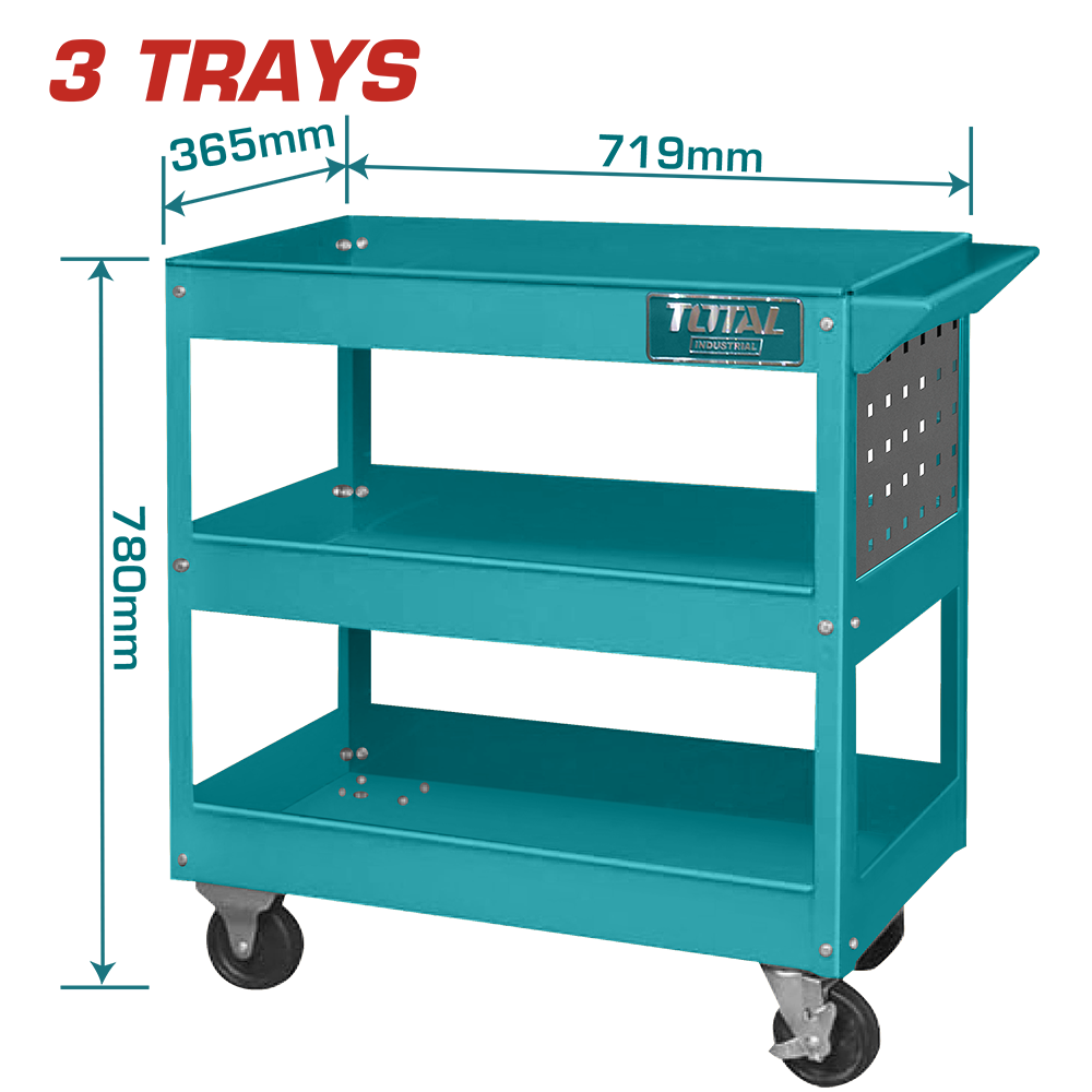 Carucior profesional pentru scule TOTAL 3 tavi, 719x365x663 mm