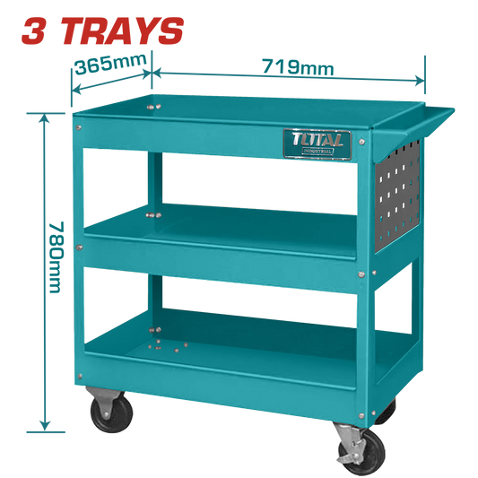 Carucior profesional pentru scule TOTAL 3 tavi, 719x365x663 mm
