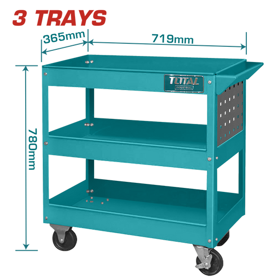 Carucior pentru scule TOTAL 3 tavi, 719x365x663 mm
