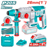 Ciocan rotopercutor TOTAL 20V, 2.5 J, brushless, SDS Plus, 2 acumulatori 4.0Ah, incarcator inclus