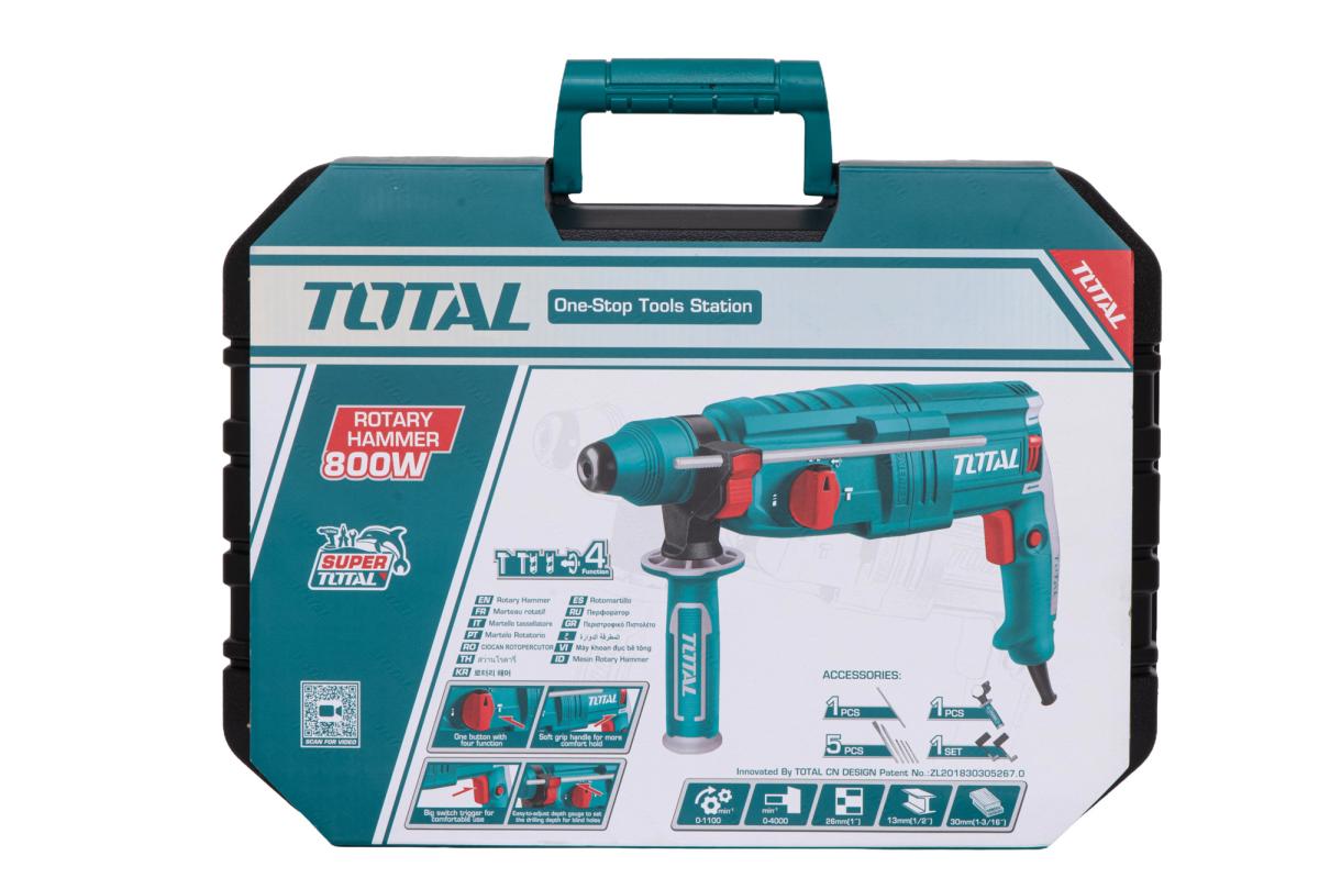 Ciocan rotopercutor profesional TOTAL 800W, 2.5J, SDS+, 26mm