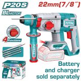 Ciocan rotopercutor TOTAL Li-Ion 20V, 2.0 J, motor fara perii, SDS Plus, fara acumulator si incarcator